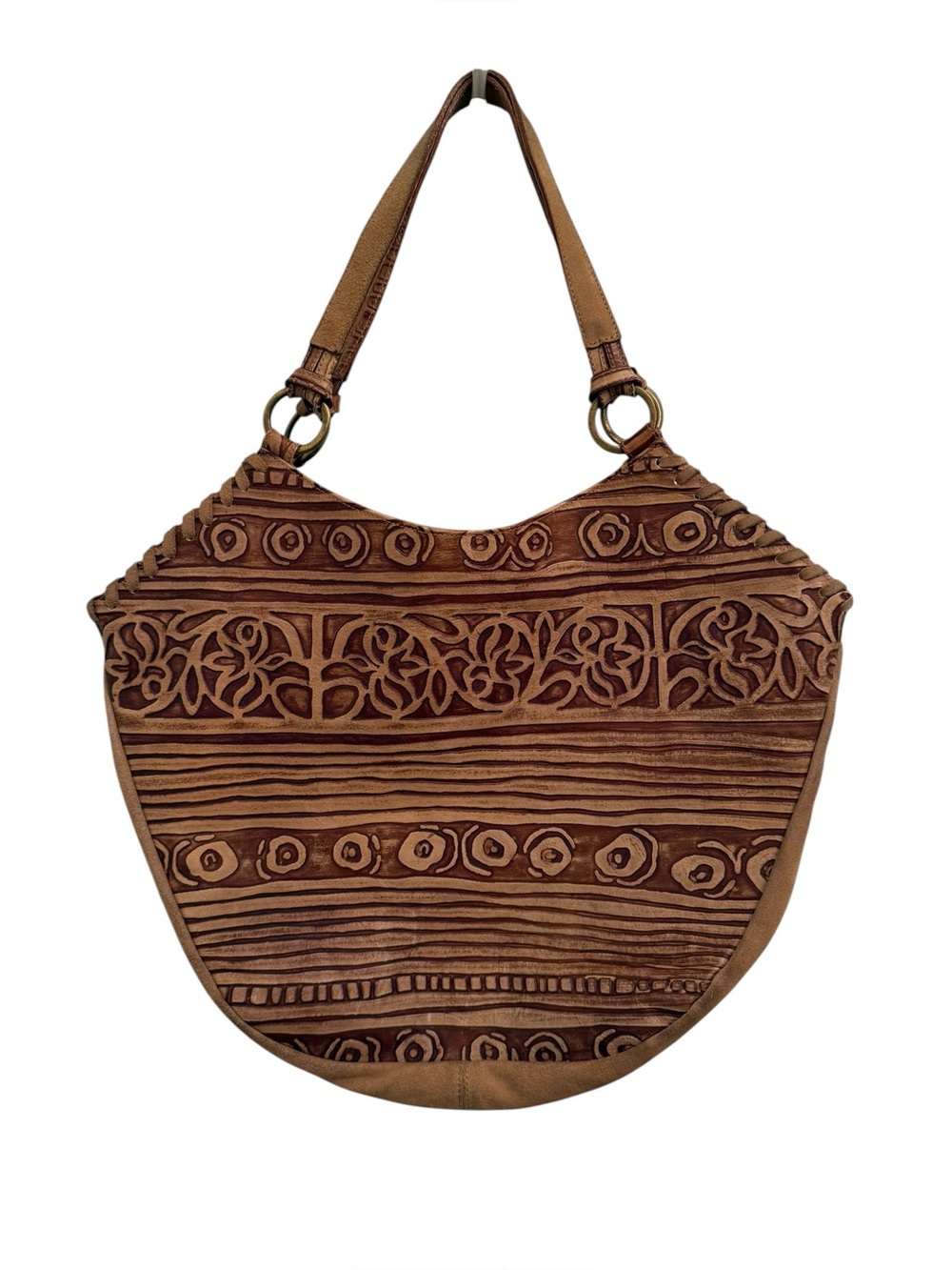 Claudia Firenze Hand Tooled Suede Leather Hobo Shoulder Bag